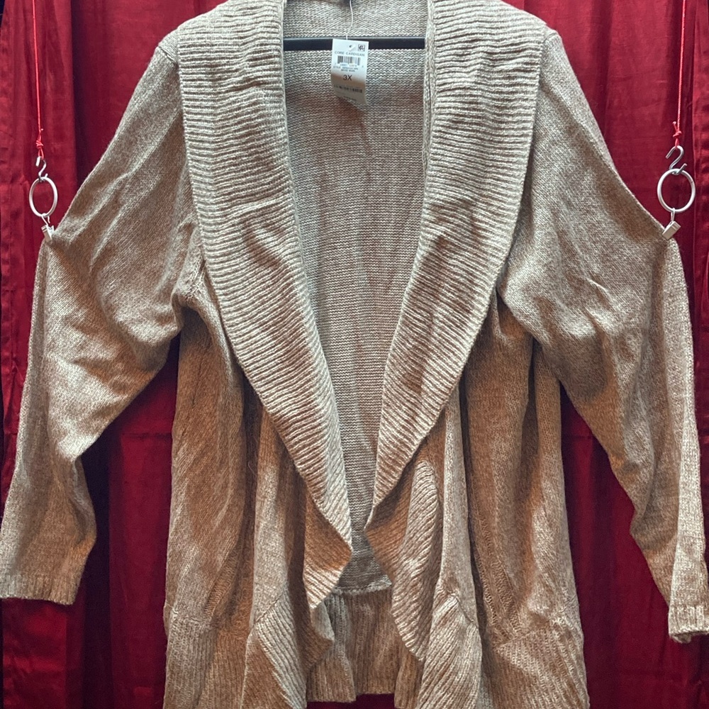 SOLD - Karen Scott Woman 3X Cardigan Collar Tan Beige Oversized